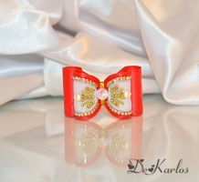 Show bows Red  gold swarovski ziron 1347