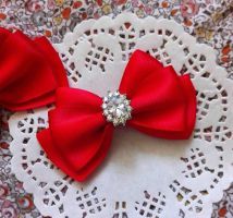 Vintage Show bows for yorkie Red glossium