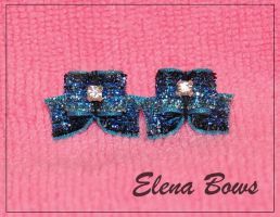 Glitter bows # 15 3 color blue