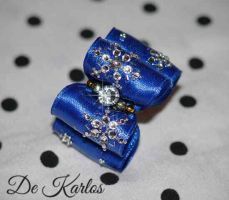 913   бантик для шоу синий " Снежинки"  со SWAROVSKI