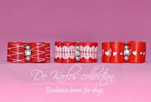 Set puppy bows Red&White 16